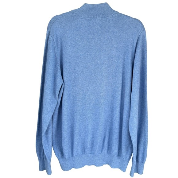 LLBean Quarter Zip Sweater Men's L Light Blue‎ Cotton Cashmere Blend - Picture 5 of 5